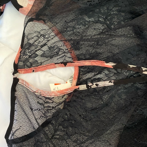 Free People Black and Pink Lace top - Picture 10 of 15